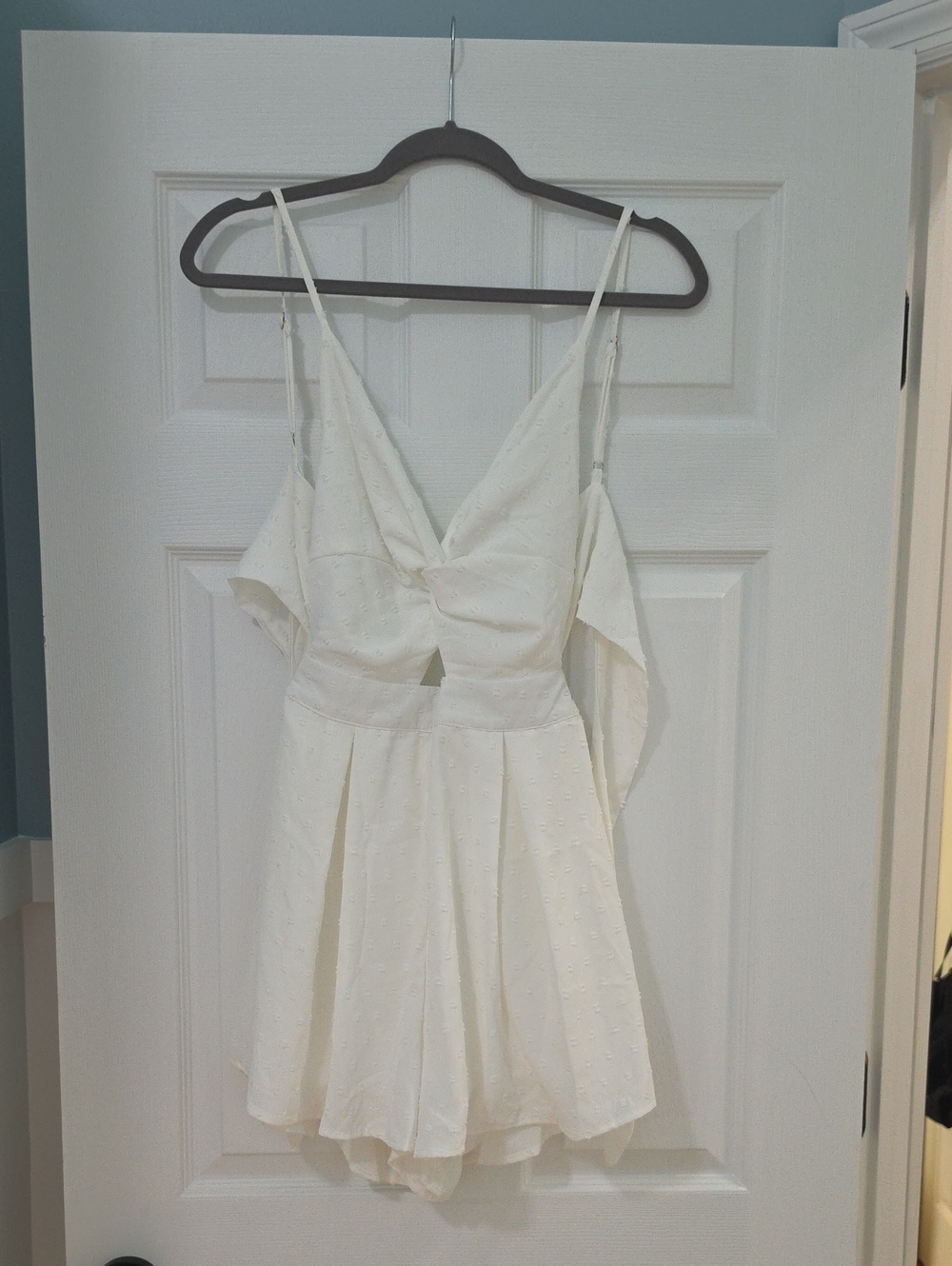 White V-Neck Sleeveless Skater Dress Romper